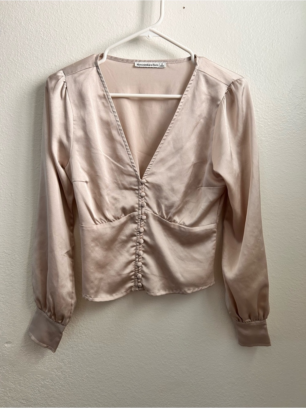 Abercrombie and Fitch Satin Long Sleeve Buttoned Top